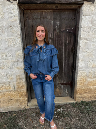 Dallas Denim Bow Top