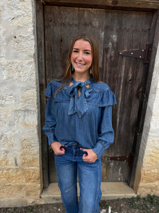 Dallas Denim Bow Top
