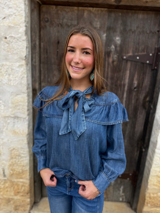 Dallas Denim Bow Top