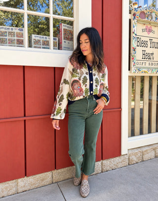 Tory Wide Leg Jeans in Olive