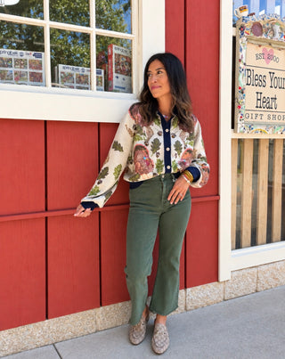 Tory Wide Leg Jeans in Olive