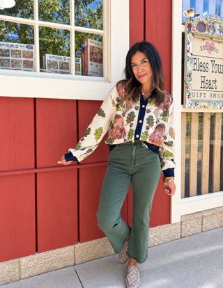 Tory Wide Leg Jeans in Olive