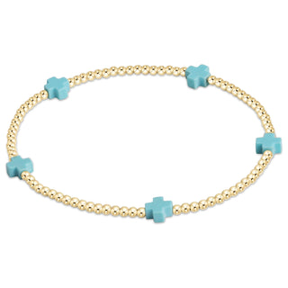 enewton signature small cross 2mm gold bracelet turquoise