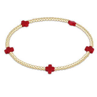 enewton signature small cross 2mm gold bracelet red