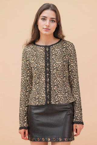 Rami Leopard Printed Lace Top