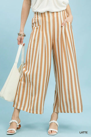 Bailey Striped Pants in Latte
