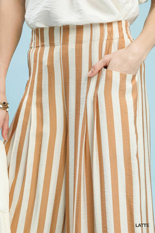 Bailey Striped Pants in Latte