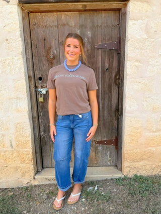 BYH Barn and Bikes Tee in Brown