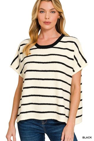 Brynn Stripe Top Black