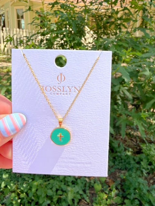 Teal Cross Necklace