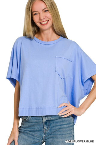 Dana Boxy Pocket Tee in Periwinkle
