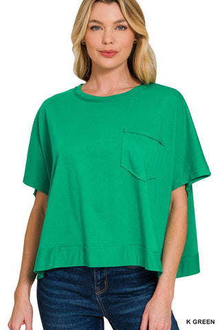 Dana Boxy Pocket Tee in Kelly Green