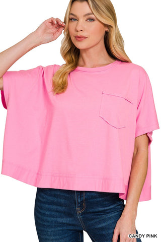 Dana Boxy Pocket Tee in Candy Pink