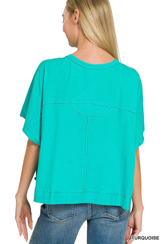 Dana Boxy Pocket Tee in Turquoise