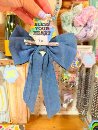 Denim Hair Bow