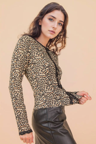 Rami Leopard Printed Lace Top