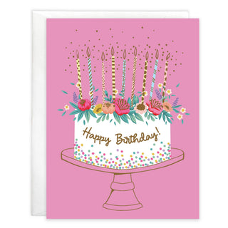 Birthday Greeting Card - Flower Birthday Cake