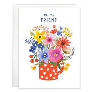 Birthday Greeting Card - Friend Polka Dot Flower Mug