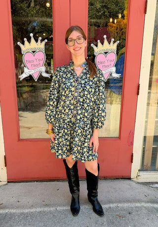Jeena Black Floral Dress