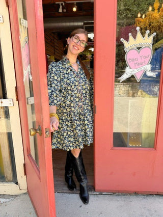 Jeena Black Floral Dress