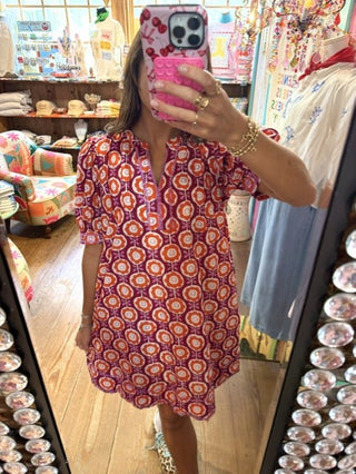 Puff Sleeve Floral Print Dress