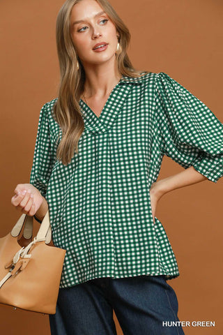 Shaylie Green Check Top