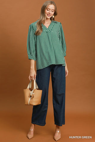 Shaylie Green Check Top