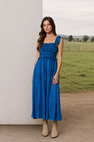 Kenzie Ruffle Strap Denim Dress
