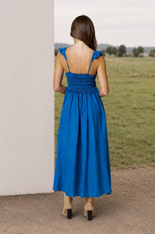 Kenzie Ruffle Strap Denim Dress