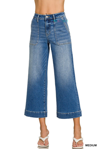 Maggie Cropped Wide Leg Jeans