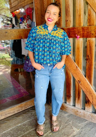 Camilla Navy Top