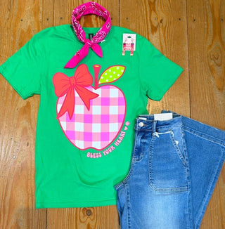 Pink Check Apple Tee