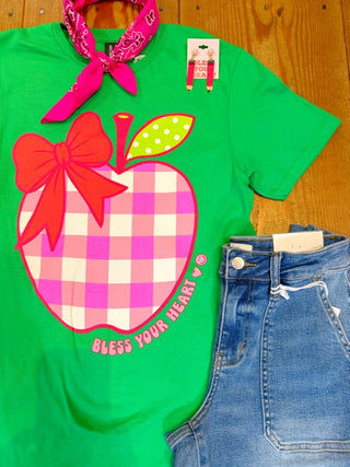 Pink Check Apple Tee
