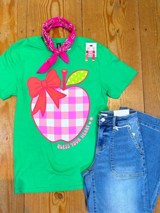 Pink Check Apple Tee