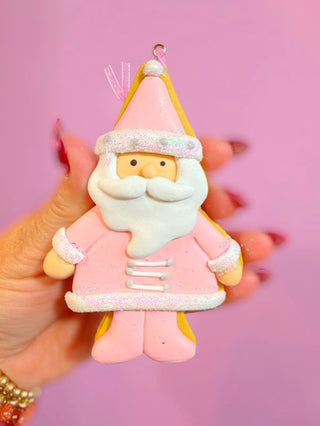 Pink Santa Ornament