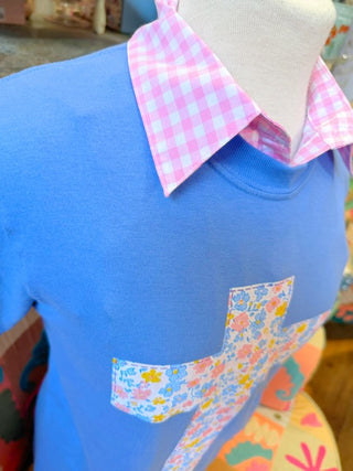 Faux Collar Pink Gingham