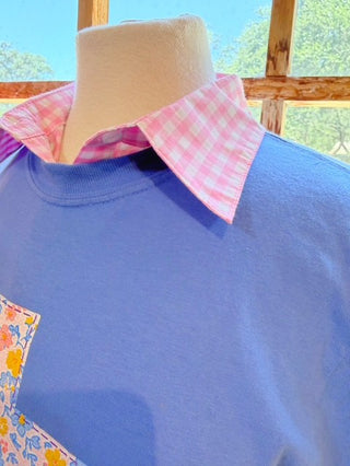 Faux Collar Pink Gingham