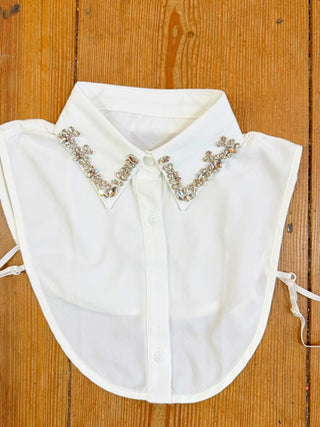 Faux Collar White Rhinestone