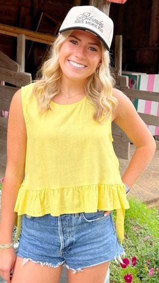 Gabby Side Tie Top Yellow
